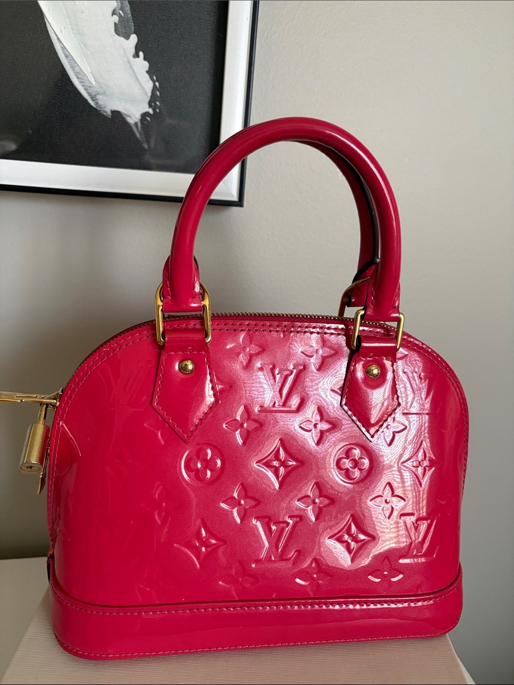 Louis Vuitton Hot Pink Vernis Alma BB Satchel